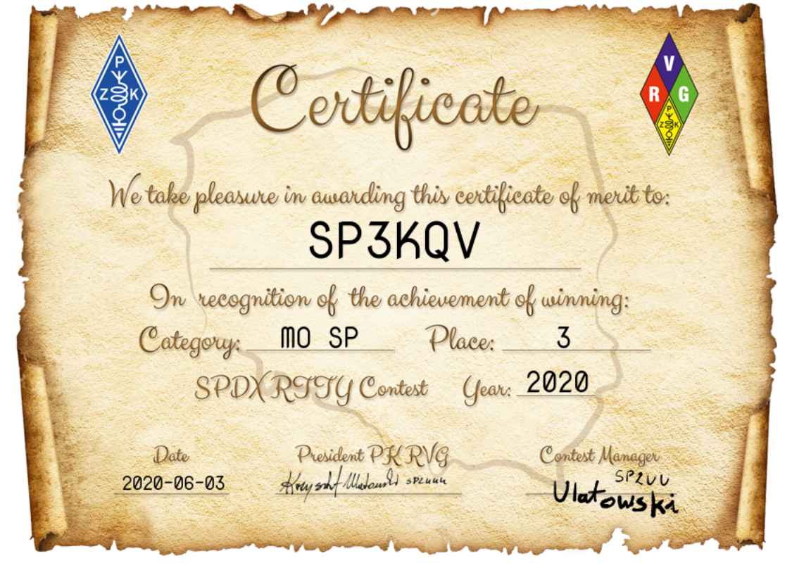 SP3KQV_Award_SPDX_RTTY_2020_001